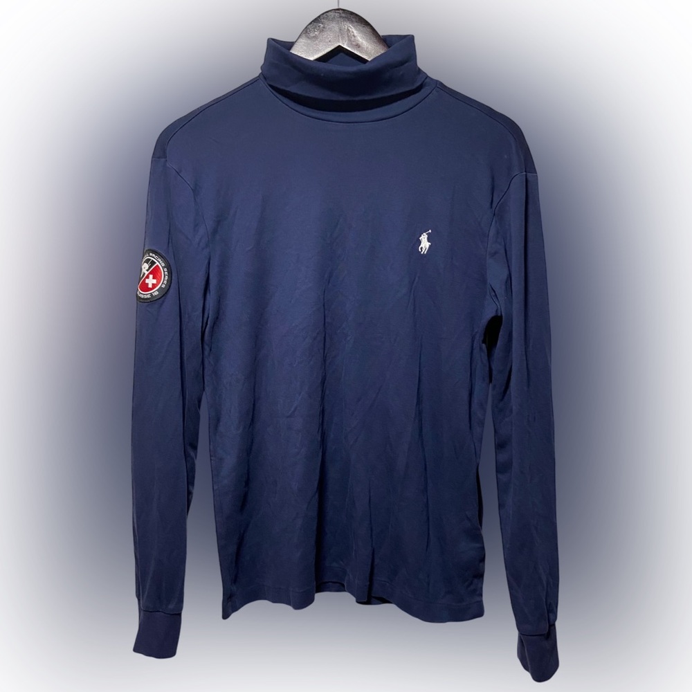 POLO RALPH LAUREN DOWNHILL RACING SERIES SUISSE 16 TURTLENCK NAVY BLUE MENS S